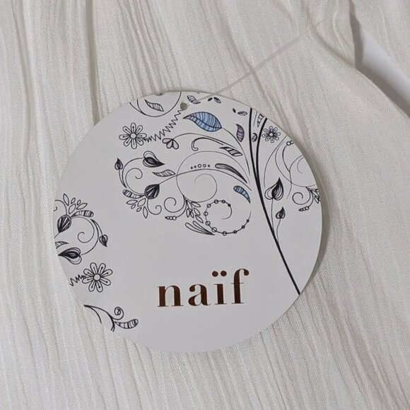 Naif Boho White Dress Womens Small Bell Sleeve Laces Flowy Hippie Oversized - Picture 7 of 8